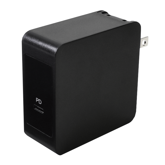 Image of a black wall plug adapter.