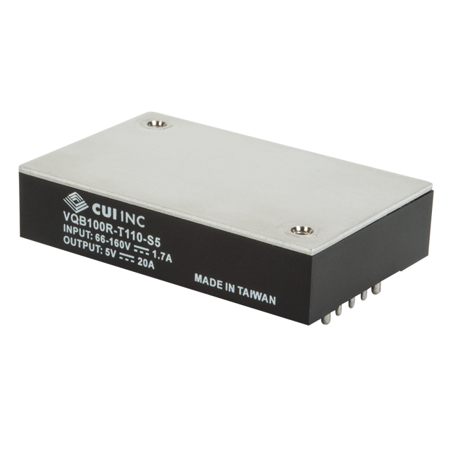 Image of a DC-DC Converter, specifically the VQB100R Series product.